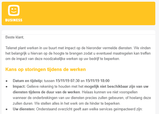 storing door telenet werken